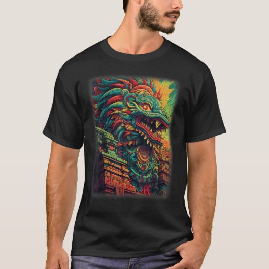 Quetzalcoatl Aztec God Feathered Serpent Kukulkan  Tシャツ (正面)