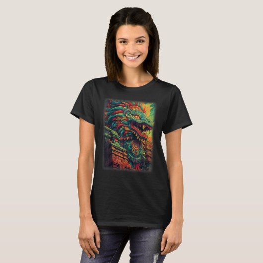 Quetzalcoatl Aztec God Feathered Serpent Kukulkan Tシャツ (正面フル)