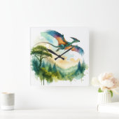 Quetzalcoatlus in Flight REF24 - Watercolor スクエア壁時計 (ホーム)