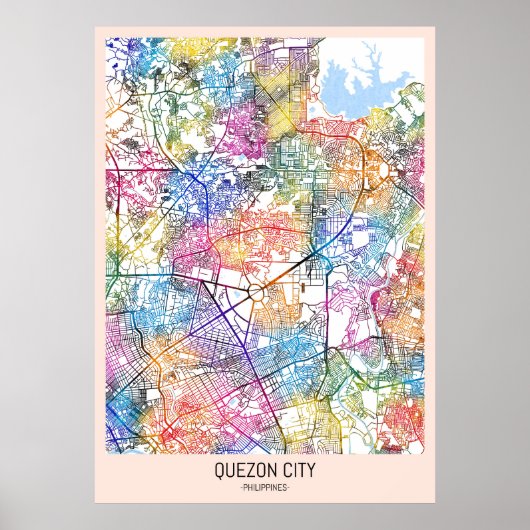 Quezon City Philippines Map ポスター (正面)