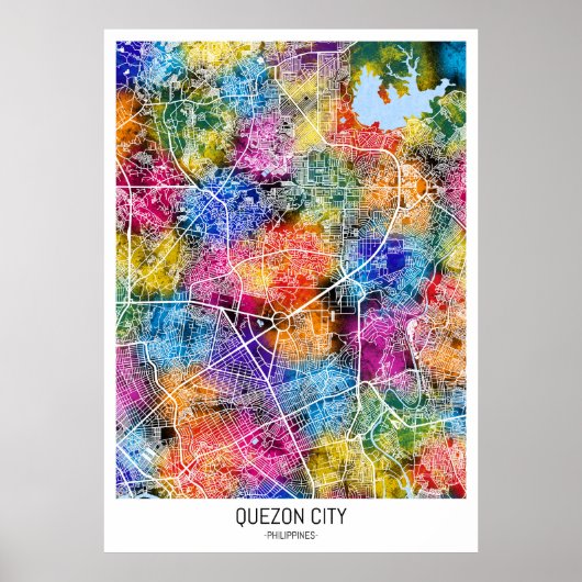 Quezon City Philippines Map ポスター (正面)