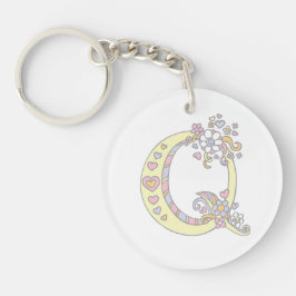 Quianaモノグラム文字q名前と意味キーリング キーホルダー