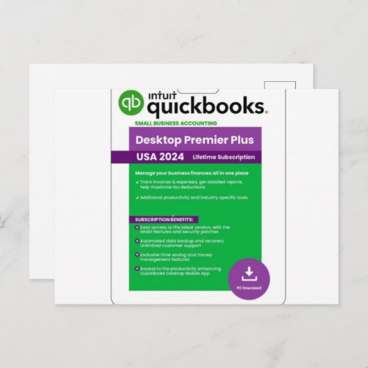 Quickbooks Desktop Premier 2024- intquickbooks.com ポストカード (正面/裏面)