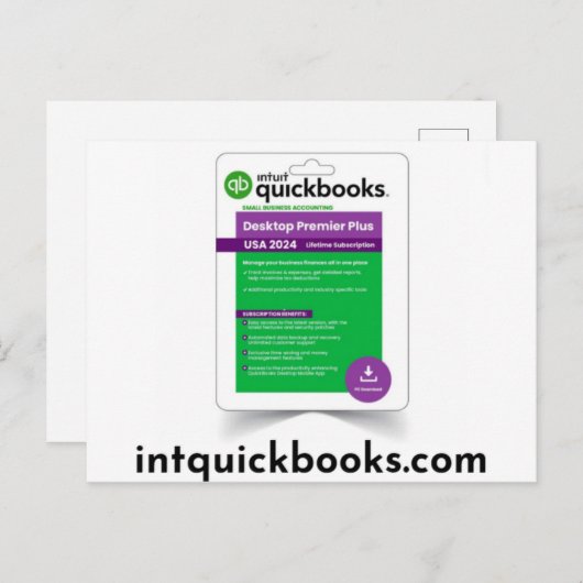 Quickbooks Desktop Premier 2024- intquickbooks.com ポストカード (正面/裏面)