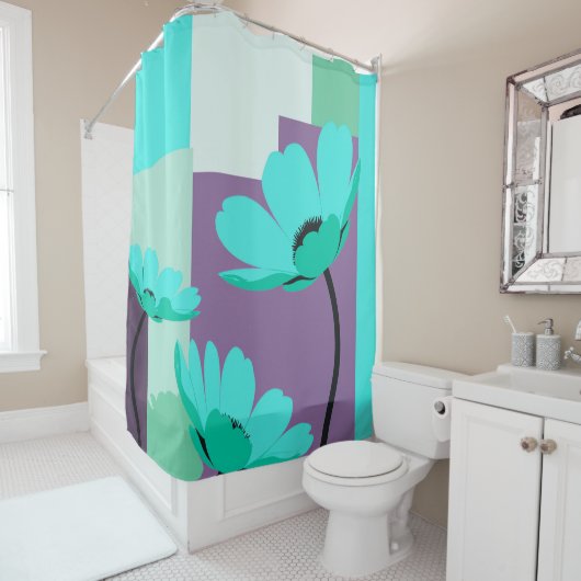 Quiet Abstract Floral Rhythm シャワーカーテン (インサイチュ)