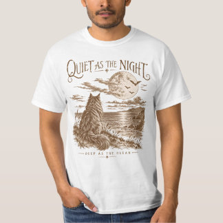 Quiet as the Night Maine Coon Moon Ocean Art Tシャツ