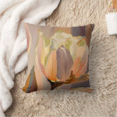 Quiet Bloom – Abstract Tulips In Soft Gold クッション (ブランケット)