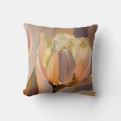 Quiet Bloom – Abstract Tulips In Soft Gold クッション (正面)