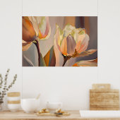 Quiet Bloom – Abstract Tulips In Soft Gold ポスター (キッチン)