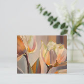 Quiet Bloom – Abstract Tulips In Soft Gold ポストカード (スタンド正面)
