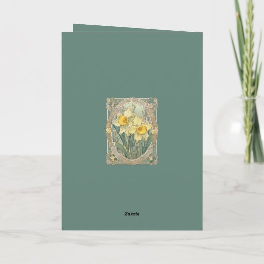 Quiet Bloom Daffodil March Birthflower カード (裏面)