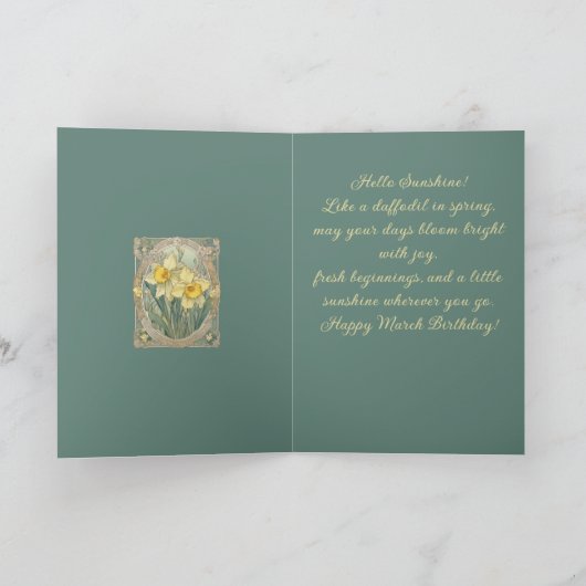 Quiet Bloom Daffodil March Birthflower カード (内部)