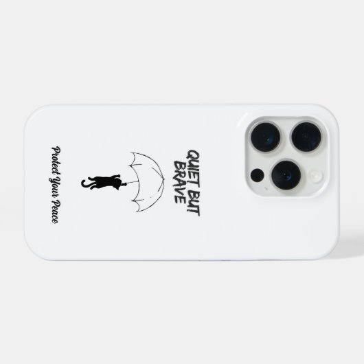 Quiet But Brave – Custom Text Cat iPhone Case iPhoneケース (裏面横)