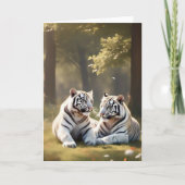 Quiet Companions – White Tigers Greeting Card カード (正面)