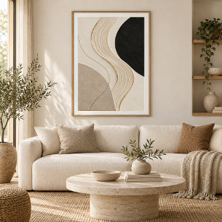 Quiet Current | Minimal Abstract Plaster Art Print ポスター