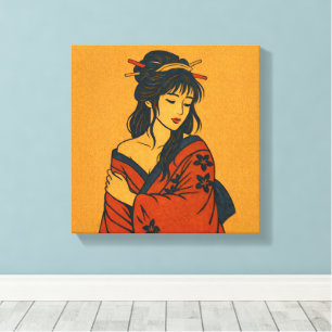Quiet Elegance – Traditional Japanese Woman Art キャンバスプリント