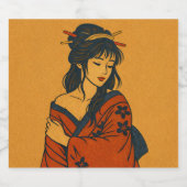 Quiet Elegance – Traditional Japanese Woman Art ビールラベル (シングルラベル)