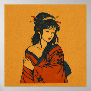 Quiet Elegance – Traditional Japanese Woman Art ポスター