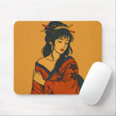 Quiet Elegance – Traditional Japanese Woman Art マウスパッド (マウス)