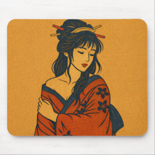 Quiet Elegance – Traditional Japanese Woman Art マウスパッド