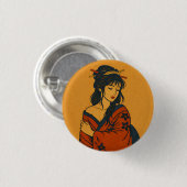 Quiet Elegance – Traditional Japanese Woman Art 缶バッジ (正面&裏面)