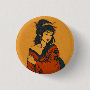 Quiet Elegance – Traditional Japanese Woman Art 缶バッジ