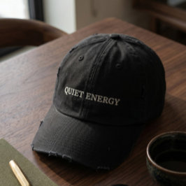 Quiet Energy ダメージ加工 ブラック ベースボールキャップ