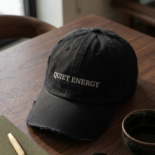 Quiet Energy ダメージ加工 ブラック ベースボールキャップ