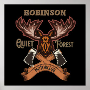 Quiet Forest Motorclub、バイクカッコいいパパパーソナライズ ポスター