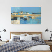 Quiet Horizon in Blue and Gold キャンバスプリント (インサイチュ (寝室))
