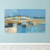 Quiet Horizon in Blue and Gold キャンバスプリント (インサイチュ (ウッドフロア))