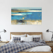 Quiet Horizon in Gold and Blue キャンバスプリント (インサイチュ (寝室))