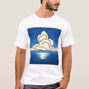 Quiet Horizon – Minimal Ocean & Cloud Art T-Shirt Tシャツ