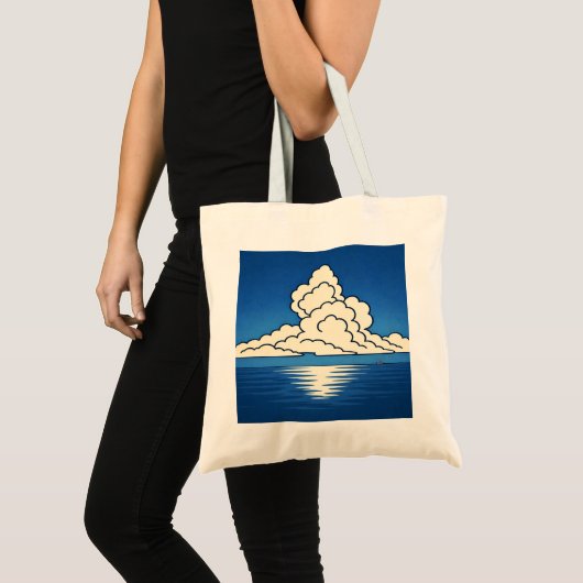 Quiet Horizon – Minimal Ocean & Cloud Art Tote Bag トートバッグ (正面(商品))
