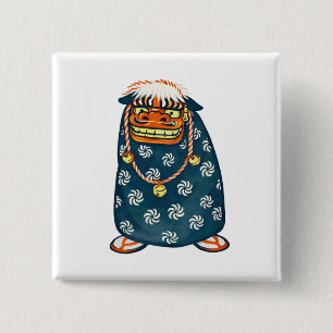 Quiet Icons – Japanese Shishi Lion Mask 缶バッジ