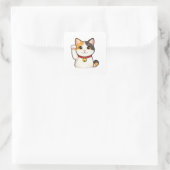 Quiet Icons – Lucky Cat スクエアシール (バッグ)