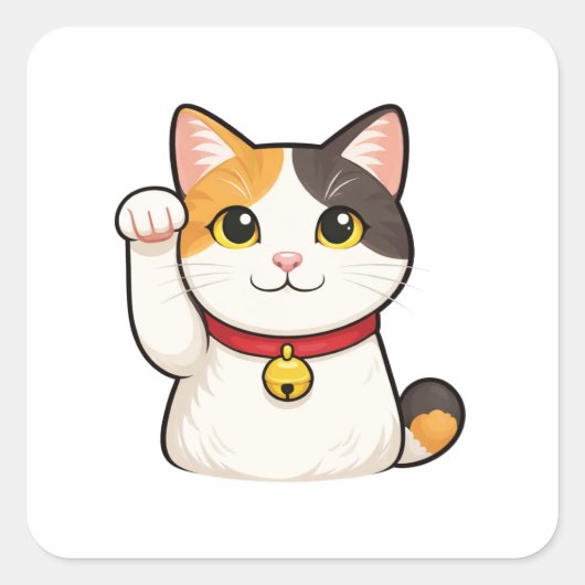 Quiet Icons – Lucky Cat スクエアシール (正面)