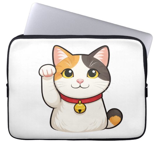 Quiet Icons – Lucky Cat ラップトップスリーブ (正面)