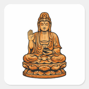 Quiet Icons: Serene Spiritual Figure スクエアシール