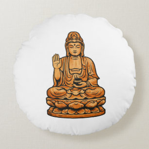 Quiet Icons: Serene Spiritual Figure ラウンドクッション