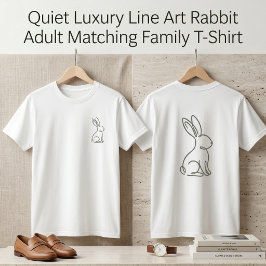Quiet Luxury ラインアートうさぎ大人用ファミリーマッチング Tシャツ