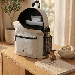 Quiet Luxury ラインアートのキツネの子供用カスタムネーム入り プリントバックパック