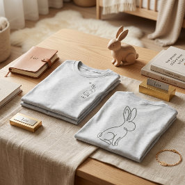 Quiet Luxury ラインアート うさぎ Sage Green 子供 名前入り トライブレンドTシャツ