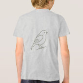 Quiet Luxury ラインアート 鳥 セージグリーン キッズ 名前入り トライブレンドＴシャツ (裏面)