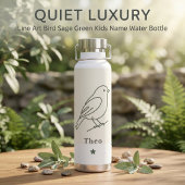 Quiet Luxury ラインアート 鳥 セージグリーン 子供 名前 ウォーターボトル