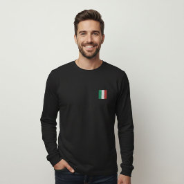 Quiet Luxury Black Long Sleeve Logo Italy Tシャツ