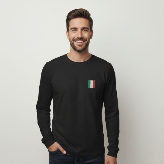 Quiet Luxury Black Long Sleeve Logo Italy Tシャツ