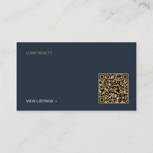 Quiet Luxury Navy Gold Real Estate Agent Minimalis 名刺 (裏面)