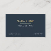 Quiet Luxury Navy Gold Real Estate Agent Minimalis 名刺 (正面)