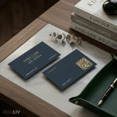 Quiet Luxury Navy Gold Real Estate Agent Minimalis 名刺